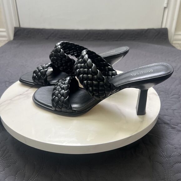 Michael Kors Amelia Mule Black Leather Sandal Heel SZ 9M Summer Resort Chic Cute - Picture 4 of 13